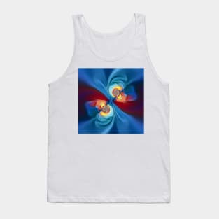 brightly coloured pattern in turquoise blue yellow and red twisting design Tank Top